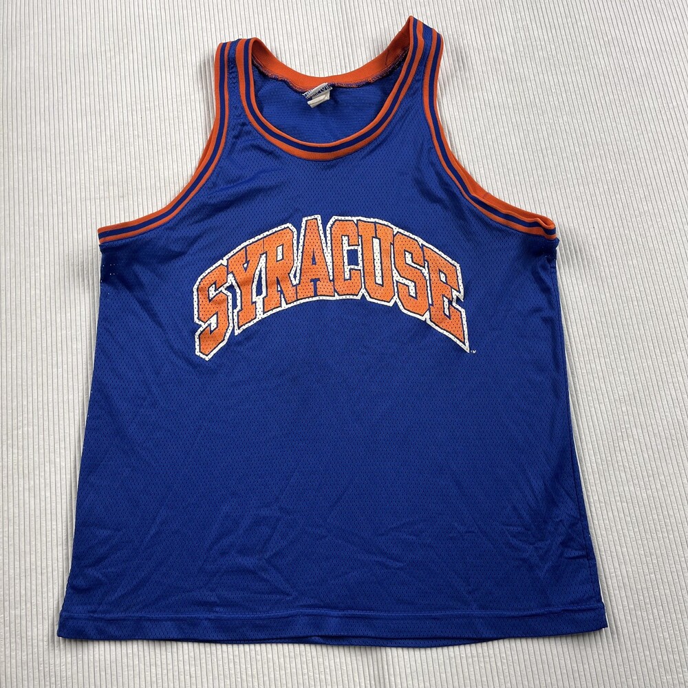 Vintage Syracuse Orange Jersey Mens Large Blue NCAA Basketball True-Fan 90s